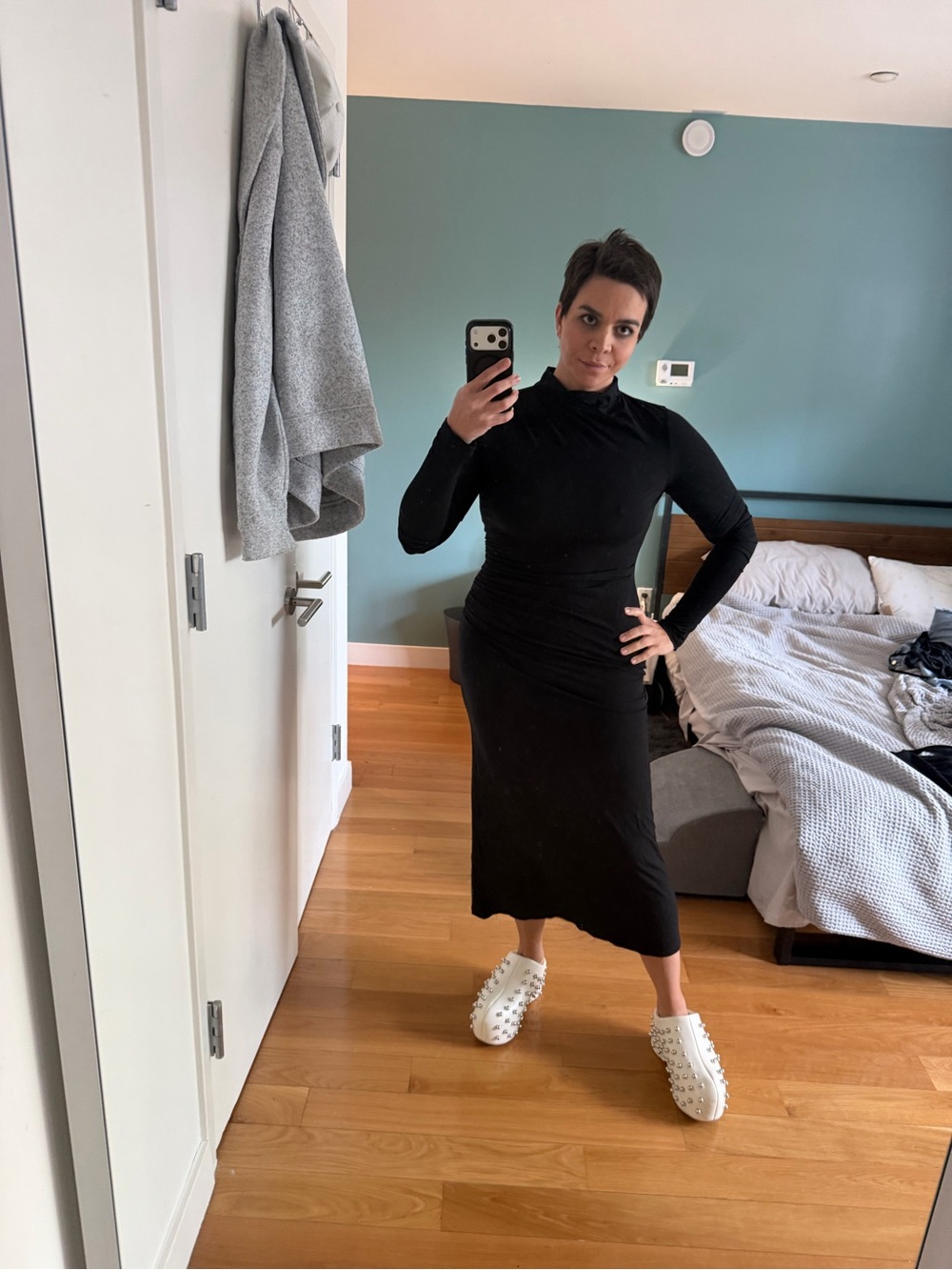Vince Black Long Sleeve Midi Dress